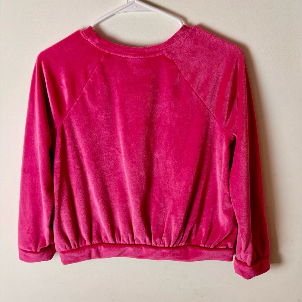 Cat & Jack Bright Pink Velour Top L 10/12 year